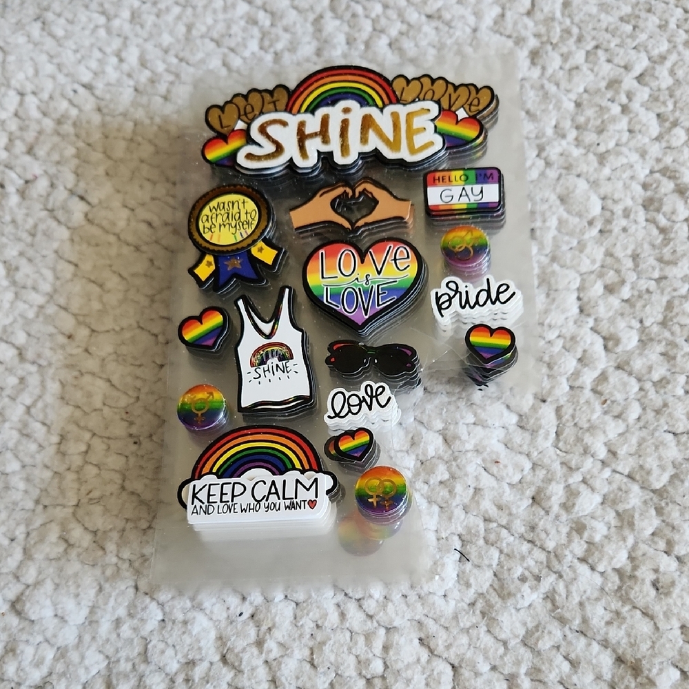 Rainbow Pride 3D Stickers 176 stickers (11 sheets with 16 designs per sheet)